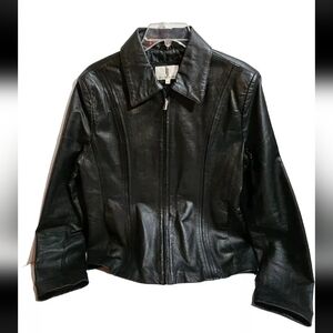 Vintage Timothy Daniels Genuine Leather Ladies Large Black Zip Up Jacket
